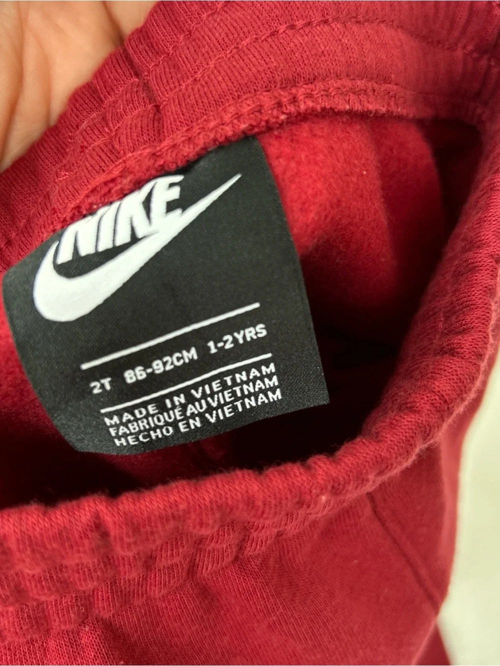 Burgundy Nike kids tracksuit white logo fleece sweatshirt hoodie sweatpants set